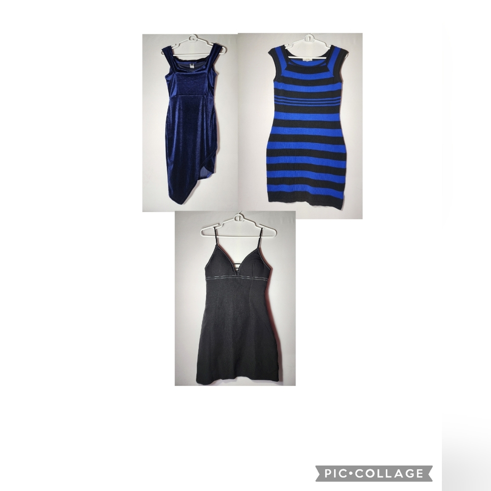 Dress Lot of 3 Bodycon Size Small Blue Black